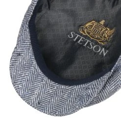 New Herringbone Silk Flatcap By Stetson -Stetson Speichern New Herringbone Silk Flatcap by Stetson blau.60745 2rf2