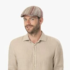 Alfonso DEste Red Stripe Leinen Flatcap By Alfonso D´Este -Stetson Speichern Red Stripe Leinen Flatcap by Alfonso D Este.58999 8