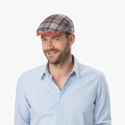 Alfonso DEste Seersucker Check Flatcap By Alfonso D´Este -Stetson Speichern Seersucker Check Flatcap by Alfonso D Este.59001 8